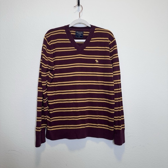 Abercombie & Fitch Mens Striped Pullover Sweater Long Sleeve Classic Preppy SZ M - Picture 1 of 6